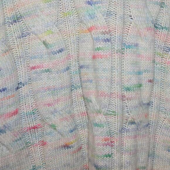 AE Oversized Speckled Crewneck Sweater Pullover Cream Ribbed Women's Size Large - Picture 5 of 7